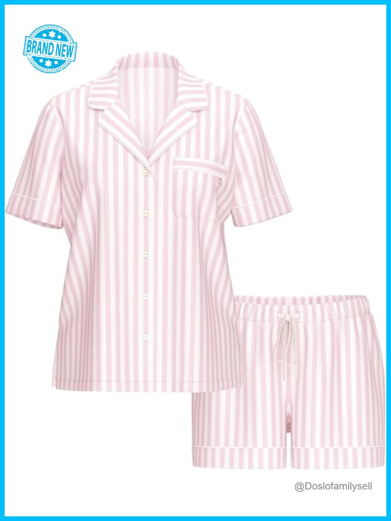 Modal Pajama Set, Short Sleeve Button Down & Shorts, Sleepwear